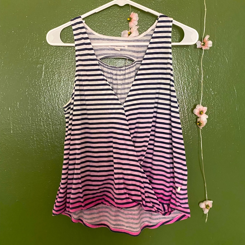 American eagles pink striped woman’s shirt